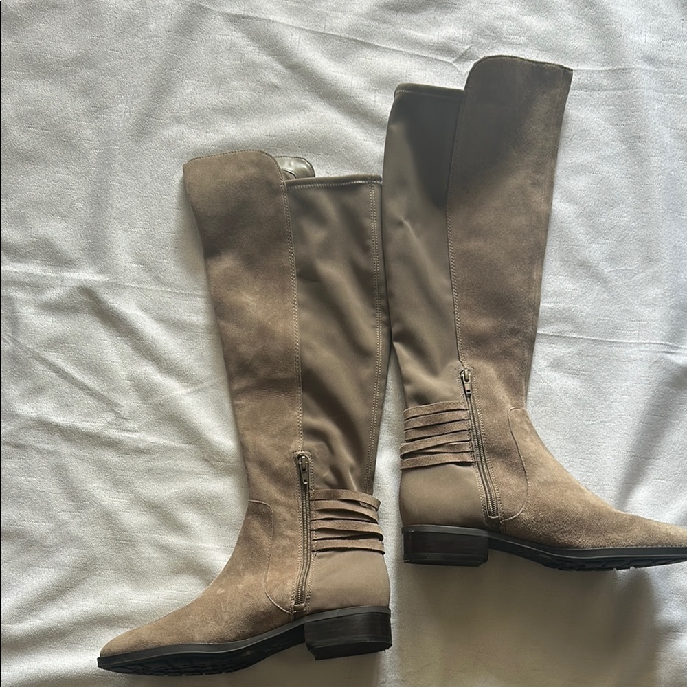 Vince Camuto Tan Over the Knee Boots with Suede Finish - Picture 9 of 16